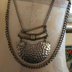 Silver two-layered chain necklace